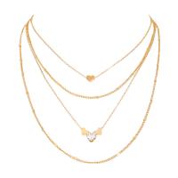 Collier de mode Multi couche, laiton, avec alliage de zinc, Placage de couleur d'or, multicouche & pavé de micro zircon & pour femme, 550mm, Vendu par PC