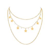 Collier de mode Multi couche, alliage de zinc, Placage de couleur d'or, multicouche & pavé de micro zircon & pour femme, 550mm, Vendu par PC