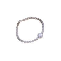 Bracelet cubique en laiton zircon pavent, Placage de couleur platine, pavé de micro zircon & pour femme, 180mm, Vendu par PC