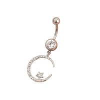 Zink Alloy belly ring, platinerade, micro bana cubic zirconia & för kvinna, 28x17mm, Säljs av Bag