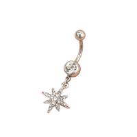 Zink Alloy belly ring, platinerade, micro bana cubic zirconia & för kvinna, 42x15mm, Säljs av PC