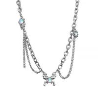 Roestvrij staal halskettingen, 304 roestvrij staal, met Sea Opal & Zinc Alloy, met 2.5inch extender keten, Vlinder, mode sieraden & voor vrouw, Lengte Ca 17.7 inch, Verkocht door PC