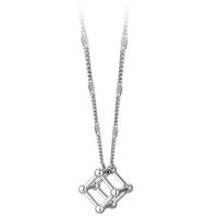 Collier de bijoux en alliage de zinc, cube, Placage de couleur platine, pour femme & creux, protéger l'environnement, sans nickel, plomb et cadmium, Longueur Environ 16 pouce, Vendu par PC