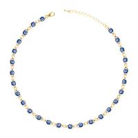 Collier Evil Eye bijoux, laiton, avec 1.57 inch chaînes de rallonge, Placage de couleur d'or, pour femme & émail, plus de couleurs à choisir, Vendu par PC