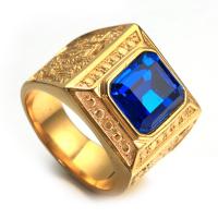 Anillo de dedo acero inoxidable del Rhinestone, acero inoxidable 304, chapado en color dorado, diverso tamaño para la opción & para hombre & con diamantes de imitación, más colores para la opción, Vendido por UD