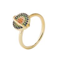 Cúbicos Circonia Micro Pave anillo de latón, metal, chapado en color dorado, micro arcilla de zirconia cúbica & para mujer, 20mm, Vendido por UD