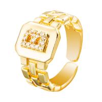 Cubic Zirconia Micro Pave Brass Ring gold color plated Adjustable & micro pave cubic zirconia & for woman Sold By PC