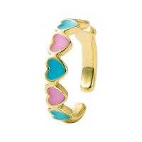 Brass Cuff Finger Ring gold color plated Adjustable & for woman & enamel Sold By PC