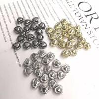 黄銅被覆プラスチックビーズ, コッパー加工プラスチック, ハート形, メッキ, DIY, 無色, 8x4mm, 500パソコン/バッグ, 売り手 バッグ