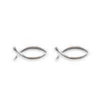 Lo zinco in lega Stud Earring, lega in zinco, Pesce, placcato color argento, gioielli di moda & per la donna & cavo, assenza di nichel,piombo&cadmio, 9x4mm, Venduto da coppia