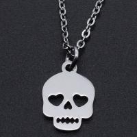 Titan stål halsband, Skull, Unisex, fler färger för val, 10x14mm, Längd Ca 40 cm, 10PC/Bag, Säljs av Bag