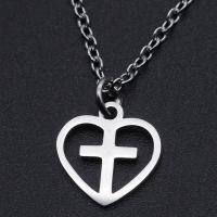 Titanium Steel kaulakoru, Sydän ja Cross, Unisex & ontto, enemmän värejä valinta, 12x12mm, Pituus N. 40 cm, 10PC/laukku, Myymät laukku