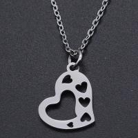 Titanium Steel Necklace Heart Vacuum Ion Plating Unisex & hollow Length Approx 40 cm Sold By Bag