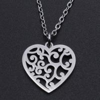 Titanium Steel Necklace Heart Vacuum Ion Plating Unisex & hollow Length Approx 40 cm Sold By Bag