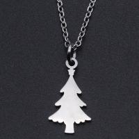 Collier d'acier titane, arbre de noël, unisexe, plus de couleurs à choisir, 10x18mm, Longueur Environ 40 cm, 10PC/sac, Vendu par sac