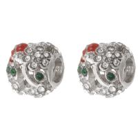 Lo zinco in lega European Beads, lega in zinco, Cerchio, placcato color argento, DIY & smalto & con strass, argento, assenza di nichel,piombo&cadmio, 10x11x11mm, Foro:Appross. 4.5mm, Venduto da PC