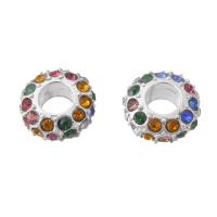 Zinc Alloy Spacer Kralen, Rond plat, silver plated, DIY & met strass, meer kleuren voor de keuze, nikkel, lood en cadmium vrij, 10x10x4.50mm, Verkocht door PC