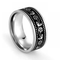 Stainless Steel Finger Ring 304 Stainless Steel fashion jewelry & Unisex & with flower pattern original color Sold By PC