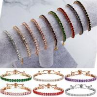 Zinklegering armbandkettingen, Zinc Alloy, met 3.86inch extender keten, Verstelbare & mode sieraden & voor vrouw & met strass, meer kleuren voor de keuze, nikkel, lood en cadmium vrij, 2mm, Lengte Ca 9.84 inch, Verkocht door PC