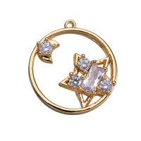 Cubique Pendentif en laiton zircon pavent, Plaqué d'or, pavé de micro zircon & creux, 16x15mm, Vendu par PC