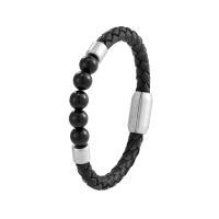 Pelle braccialetto, with 316L acciaio inox, placcato, Bracciale intrecciato & per l'uomo, nessuno, 200mm, Venduto da PC