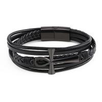 PU Microfiber Bracelet, le 316L Cruach dhosmálta, plátáilte, bracelet braided & do fear, dathanna níos mó le haghaidh rogha, Díolta De réir PC