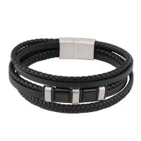 PU de microfibra Pulsera, con acero inoxidable 316L, chapado, multicapa & pulsera trenzada & diverso tamaño para la opción & para hombre, más colores para la opción, Vendido por UD