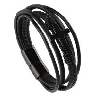 PU de microfibra Pulsera, con acero inoxidable 316L, multicapa & pulsera trenzada & diverso tamaño para la opción & para hombre, más colores para la opción, Vendido por UD