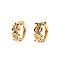 Messing Huggie Hoop Earring, gold plated, micro pave zirconia & voor vrouw, 8mm, Verkocht door pair