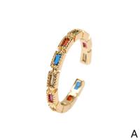 Kubieke Circonia Micro Pave Brass Ring, Messing, gold plated, Verstelbare & micro pave zirconia & voor vrouw, meer kleuren voor de keuze, Verkocht door PC