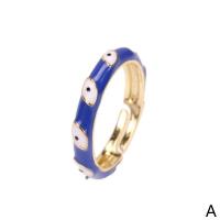 Brass Finger Ring gold color plated Adjustable & for woman & enamel Sold By PC