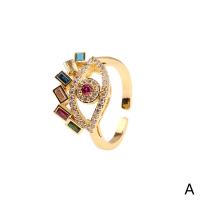 Cubic Zirconia Micro Pave Brass Ring gold color plated Adjustable & micro pave cubic zirconia & for woman Sold By PC