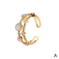 Cubi Circonia Micro Pave anello in ottone, placcato color oro, Regolabile & Micro spianare cubic zirconia & per la donna & smalto & cavo, nessuno, Venduto da PC