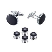 Cufflinks Brass Round plated & for man & enamel nickel lead & cadmium free  Sold By Set