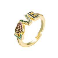 Messing Manchet Finger Ring, gold plated, Verstelbare & verschillende stijlen voor de keuze & micro pave zirconia & voor vrouw, multi-gekleurde, 20mm, Verkocht door PC