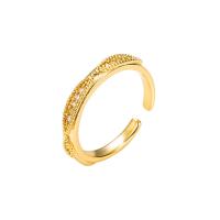 Brass Cuff Finger Ring gold color plated Adjustable & Unisex & micro pave cubic zirconia 20mm Sold By PC