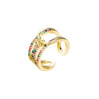 ottone Anelli Cuff, placcato color oro, Regolabile & stili diversi per la scelta & Micro spianare cubic zirconia & per la donna & cavo, nessuno, 20mm, Venduto da PC