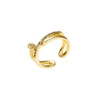 metal Anillo de dedo Cuff, chapado en color dorado, Ajustable & micro arcilla de zirconia cúbica & para mujer, más colores para la opción, 20mm, Vendido por UD