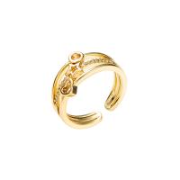 Messing Manchet Finger Ring, gold plated, Verstelbare & verschillende stijlen voor de keuze & micro pave zirconia & voor vrouw, 20mm, Verkocht door PC