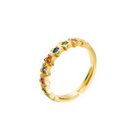 metal Anillo de dedo abierto, chapado en color dorado, Ajustable & diferentes estilos para la opción & micro arcilla de zirconia cúbica & para mujer, 20mm, Vendido por UD