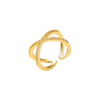 Brass Cuff Finger Ring gold color plated Adjustable & micro pave cubic zirconia & for woman 20mm Sold By PC