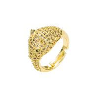 Messing Open Finger Ring, Luipaard, gold plated, Verstelbare & verschillende stijlen voor de keuze & micro pave zirconia & voor vrouw, 20mm, Verkocht door PC