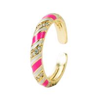 Messing Manchet Finger Ring, gold plated, Verstelbare & micro pave zirconia & voor vrouw & glazuur, meer kleuren voor de keuze, 20mm, Verkocht door PC