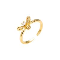 Brass Cuff Finger Ring gold color plated Adjustable & micro pave cubic zirconia & for woman 20mm Sold By PC