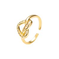 laiton Cuff Bague, Placage de couleur d'or, Réglable & styles différents pour le choix & pavé de micro zircon & pour femme, 20mm, Vendu par paire