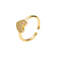 Brass Cuff Finger Ring gold color plated Adjustable & micro pave cubic zirconia & for woman 20mm Sold By PC