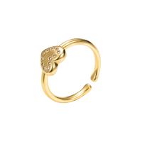 Brass Cuff Finger Ring gold color plated Adjustable & micro pave cubic zirconia & for woman 20mm Sold By PC