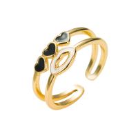 laiton Cuff Bague, Placage de couleur d'or, Réglable & styles différents pour le choix & pavé de micro zircon & pour femme & émail, 20mm, Vendu par PC