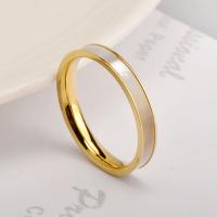 Titanium Staal Finger Ring, met White Shell, mode sieraden & verschillende grootte voor keus & voor vrouw, gouden, 3x1.70mm, Verkocht door PC