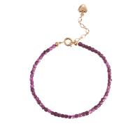 Granat Armband, mit 201 Edelstahl, mit Verlängerungskettchen von 5cm, Modeschmuck & für Frau, violett, 2mm, Länge ca. 14-18 cm, verkauft von PC